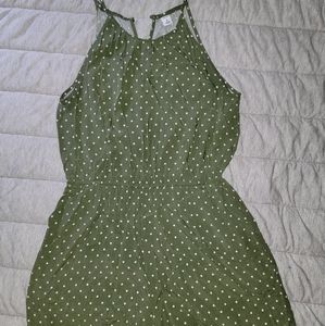 Old Navy Green Romper with Polka-dots